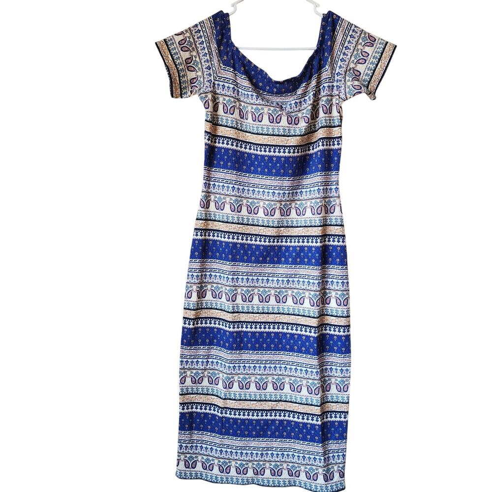 Chelsea & Violet Dress Womens Size Medium Boho Faraway Lands Maxi A-line Square